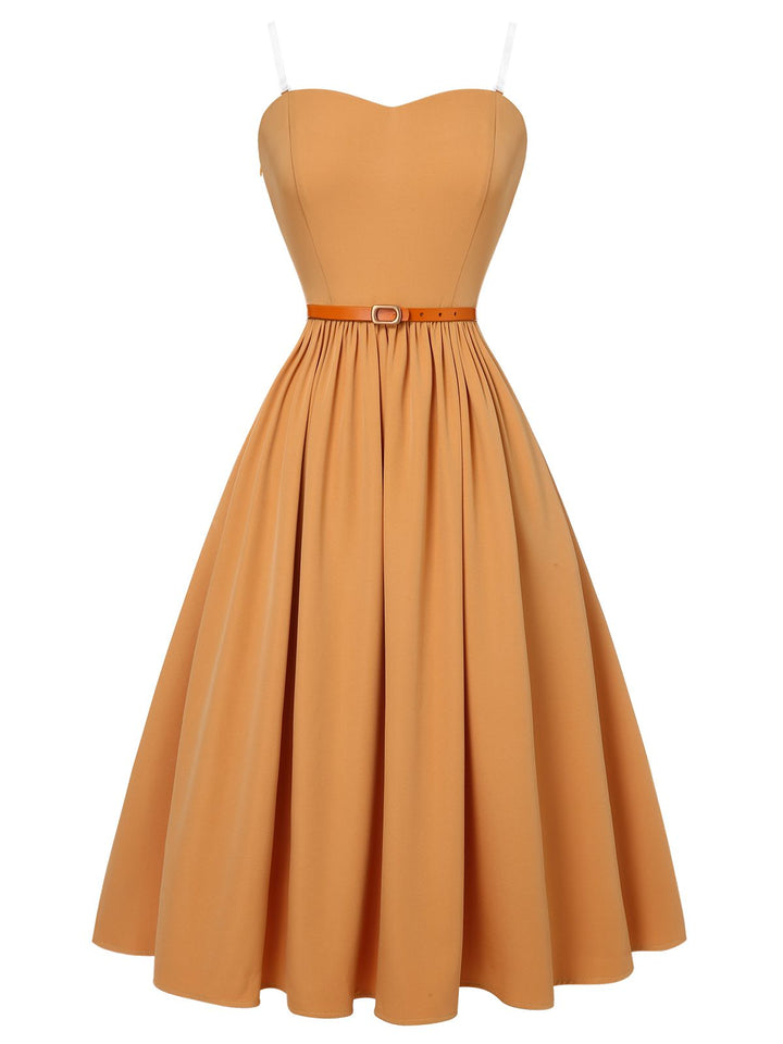 Apricot Yellow 1950s Bandeau Umbrella Dress, vintage dress, retro fashion, rockabilly, pin-up fashion - perfect for women who love vintage and retro fashion