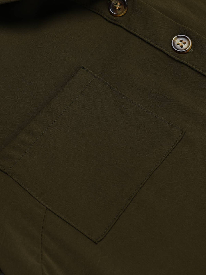 Army Green 1950s Solid Lace-up Romper: timeless style reimagined