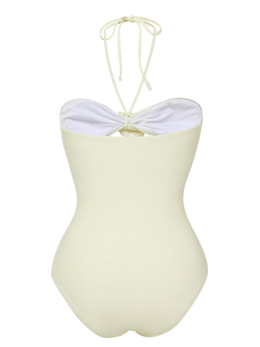 Beige 1930s 3D Flowers Halter One-Piece Swimsuit, vintage swimsuit, pin-up swimwear - perfect for women who love vintage and retro fashion