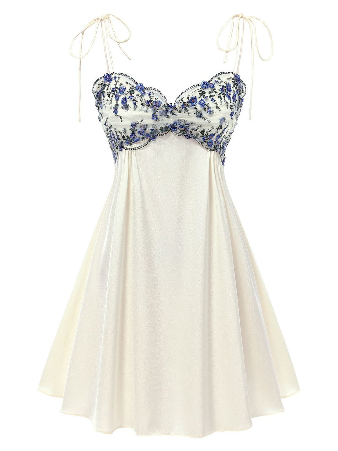 Beige 1940s Floral Embroidered Spaghetti Straps Nightgown, vintage fashion, retro style - perfect for women who love vintage and retro fashion