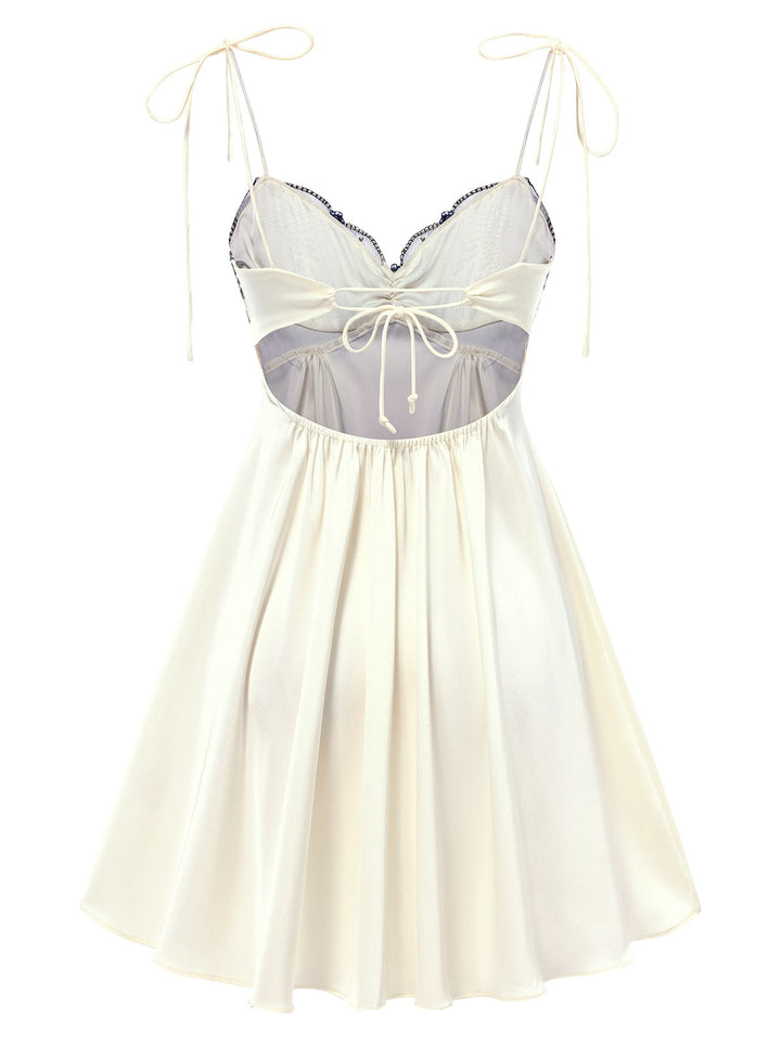 Beige 1940s Floral Embroidered Spaghetti Straps Nightgown, vintage fashion, retro style - perfect for women who love vintage and retro fashion