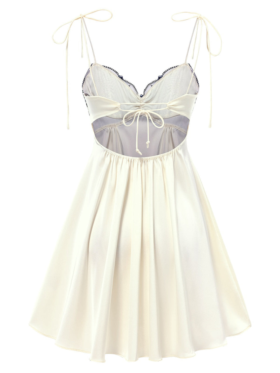 Beige Floral Embroidered Spaghetti Straps Nightgown, vintage fashion, retro style - perfect for women who love vintage and retro fashion