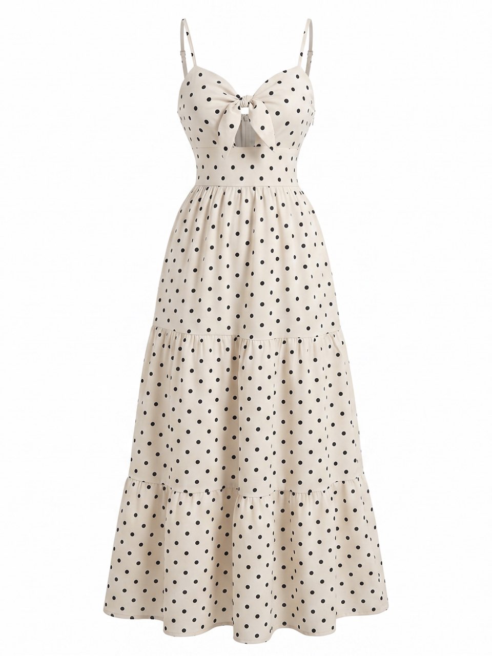 Beige 1940s Polka Dot Vintage Dress 2