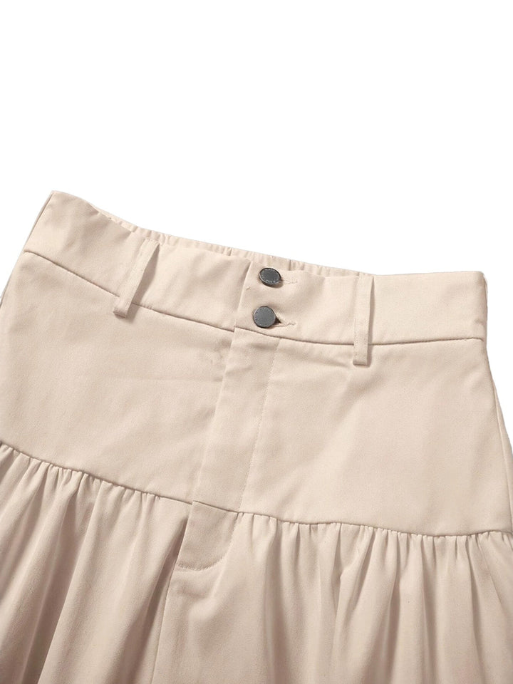 Beige 1940s Solid Multi-Layer Ruffled Skirt - vintage skirt, retro style