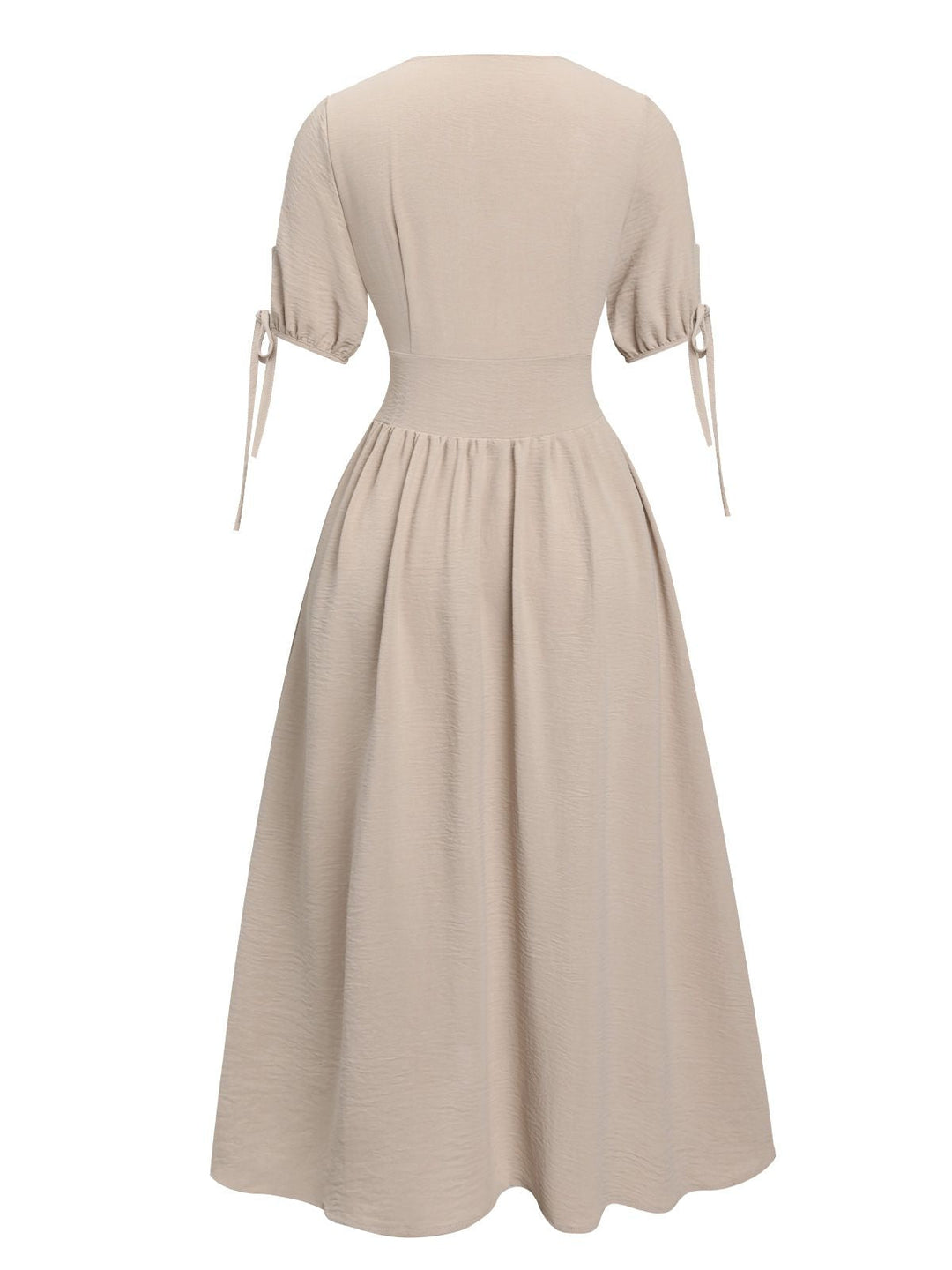 Beige 1940s Solid V-Neck Buttons Dress, vintage dress, retro fashion - perfect for women who love vintage and retro fashion