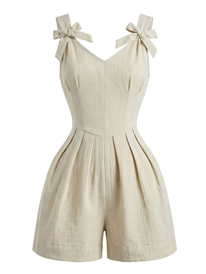 Apricot 1950s Bow One Piece Romper 3