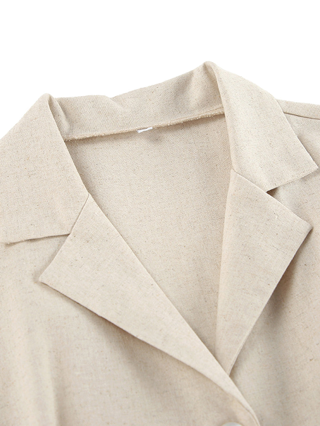 Beige 1950s Lapel Pocketed Solid Romper - vintage romper, retro jumpsuit for vintage lovers
