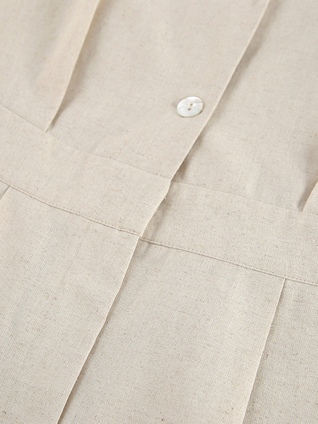 Beige 1950s Lapel Pocketed Solid Romper - vintage romper, retro jumpsuit for vintage lovers