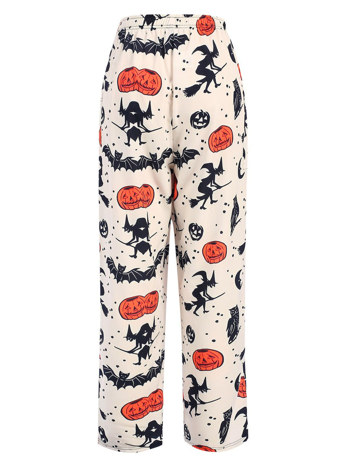 Beige Halloween Pumpkin Pocket Pants, vintage fashion, retro style - perfect for women who love vintage and retro fashion
