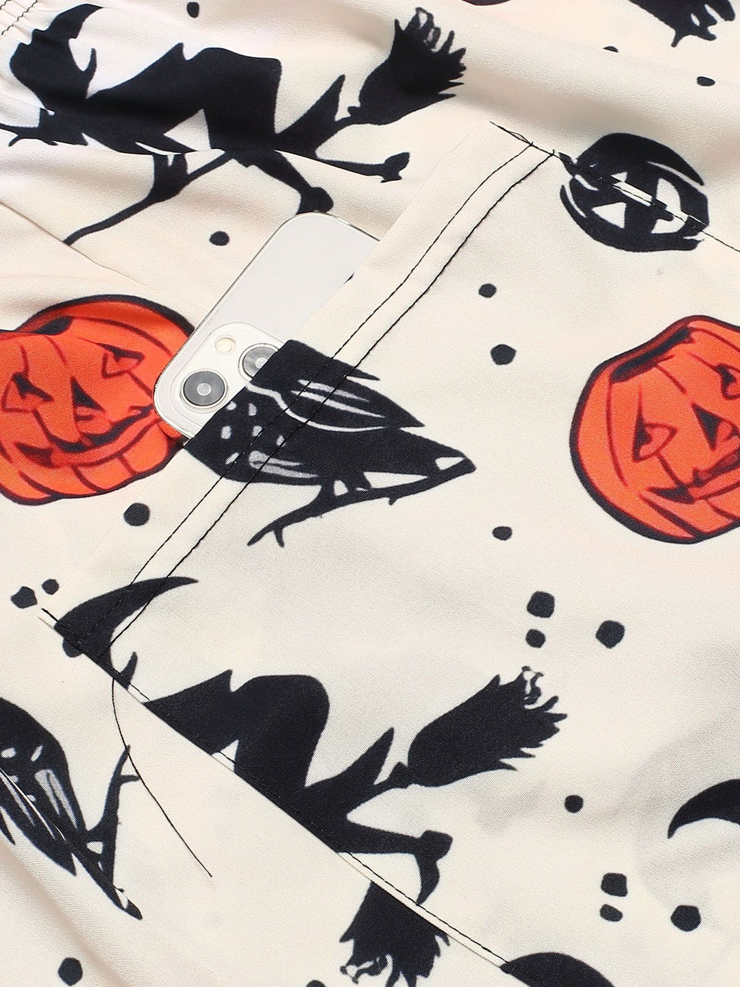 Beige Halloween Pumpkin Pocket Pants, vintage fashion, retro style - perfect for women who love vintage and retro fashion
