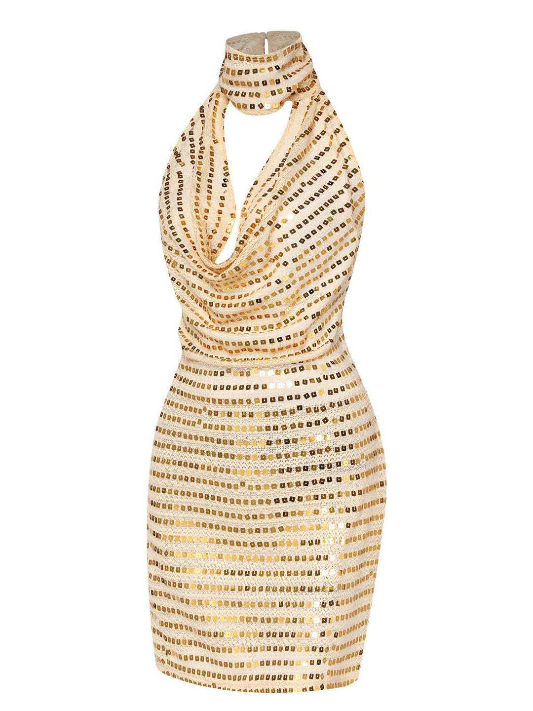 Beige 1970s Deep V-Neck Sequined Dress, vintage dress, retro fashion - perfect for women who love vintage and retro fashion