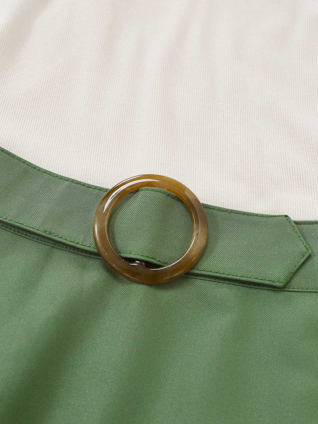 Beige &amp; Green 1950s Knit Off-Shoulder Pleated Dress - vintage dress, retro fashion, rockabilly
