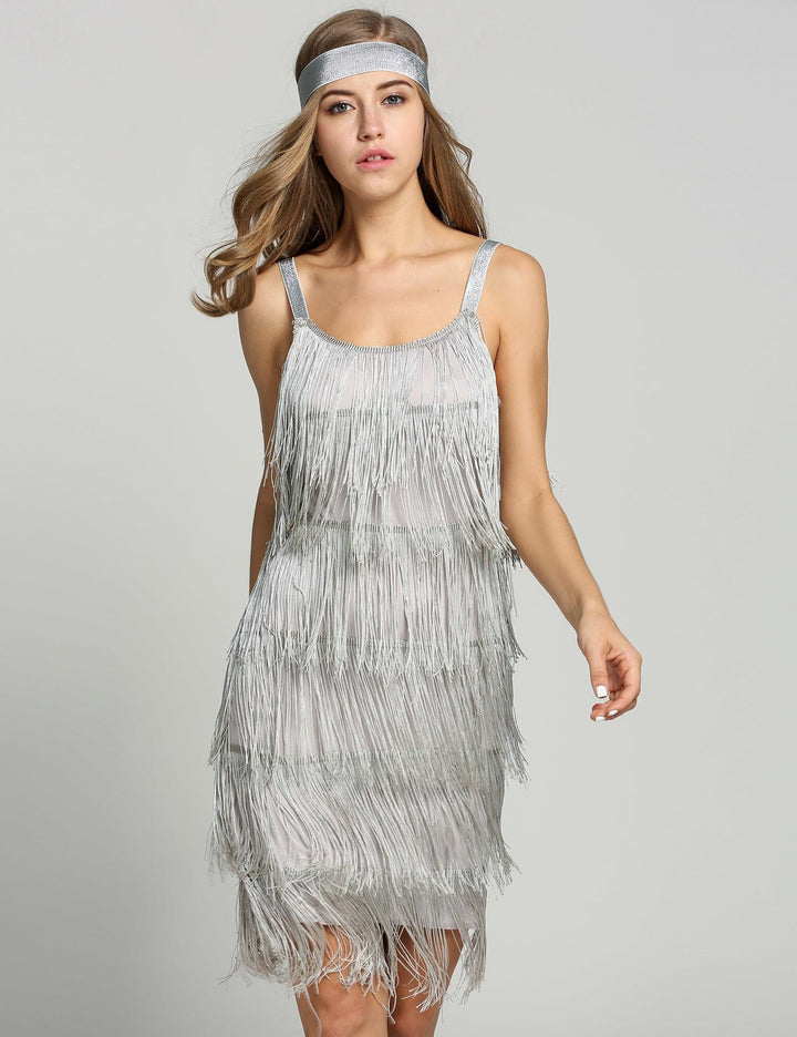 Belted 1920s Fringe Gatsby Dress, classic 1920s style elegant retro fashion - Image 10