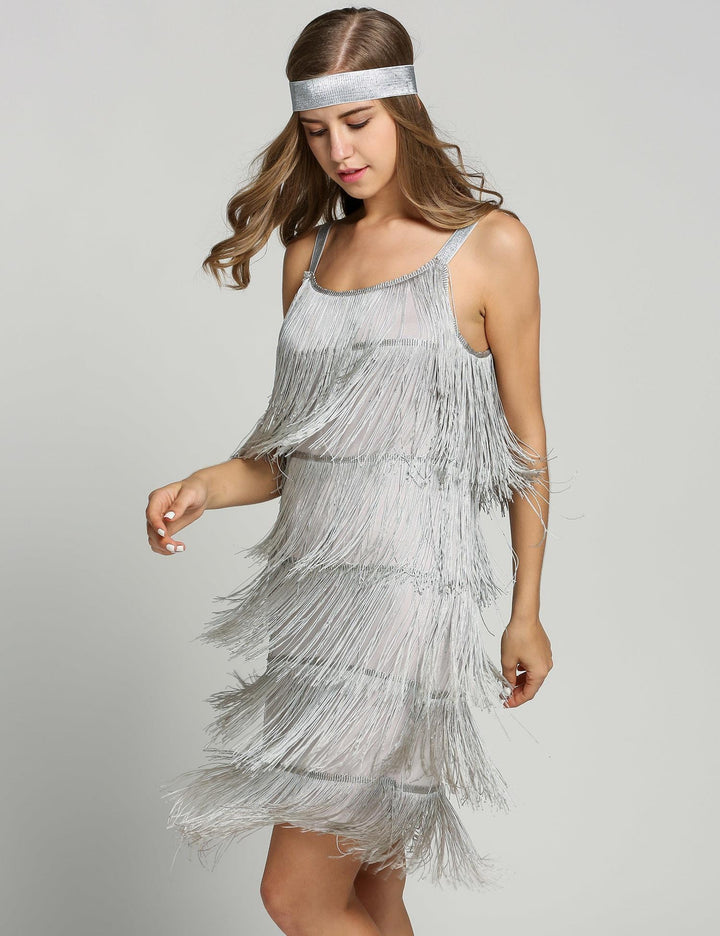 Belted 1920s Fringe Gatsby Dress, classic 1920s style elegant retro fashion - Image 11