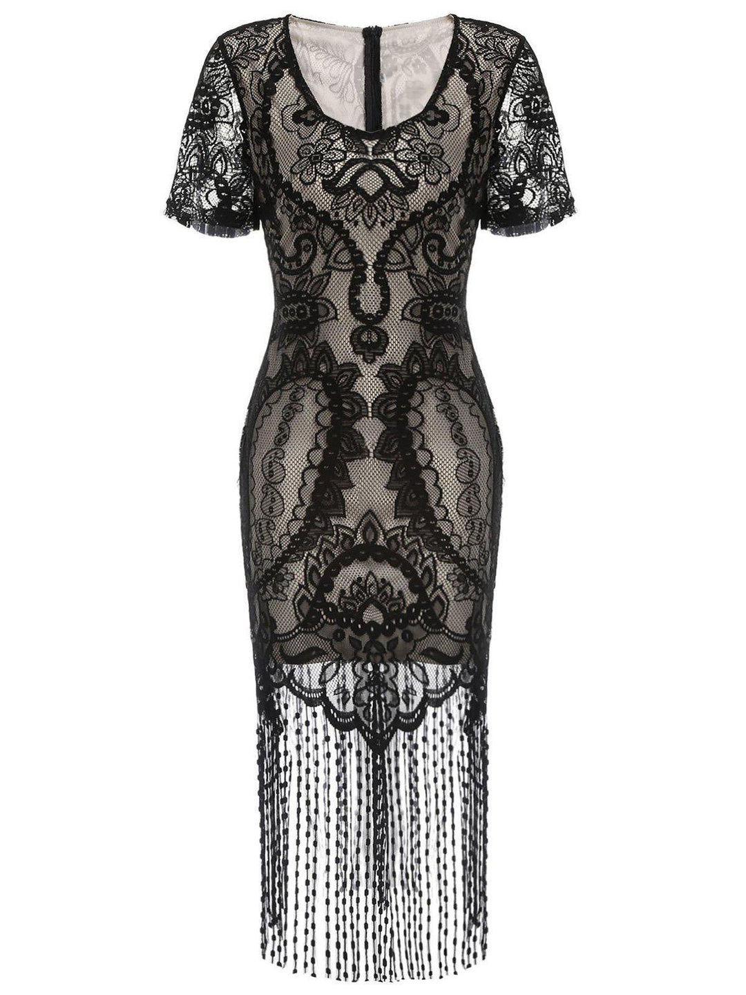 Black 1920s Fringe Lace Flapper Dress — vintage elegance for the modern woman