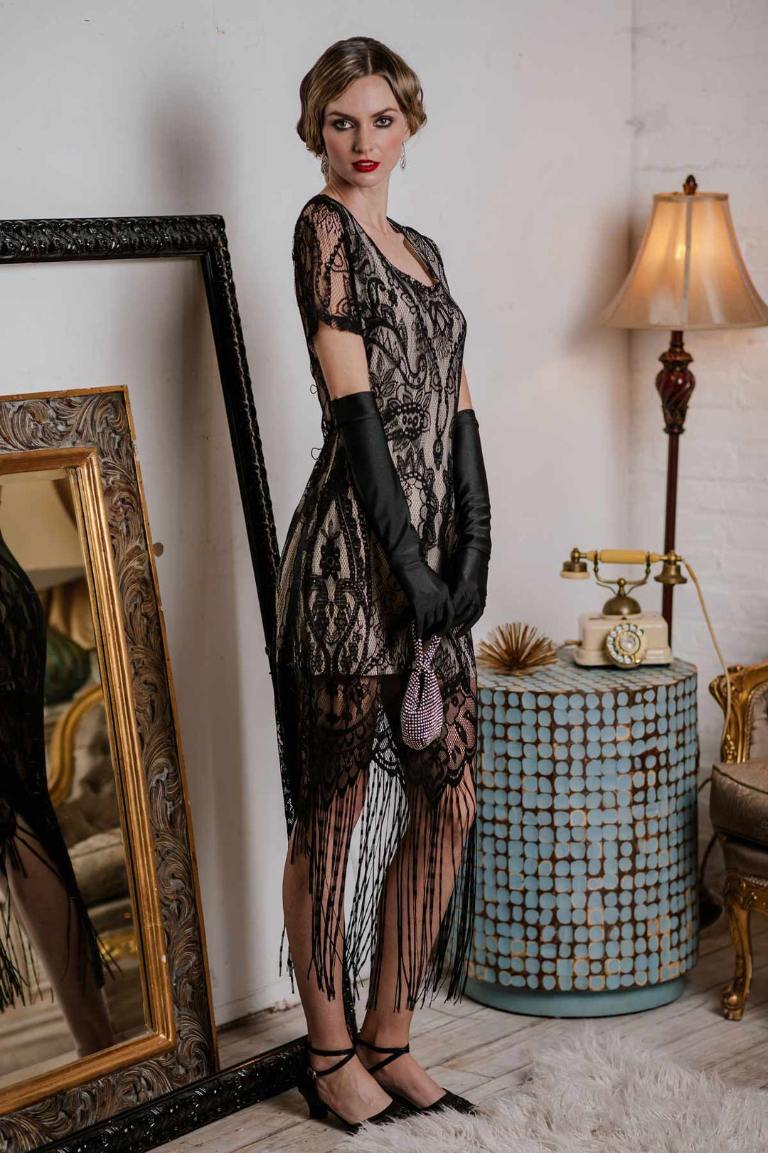 Black 1920s Fringe Lace Flapper Dress — vintage elegance for the modern woman