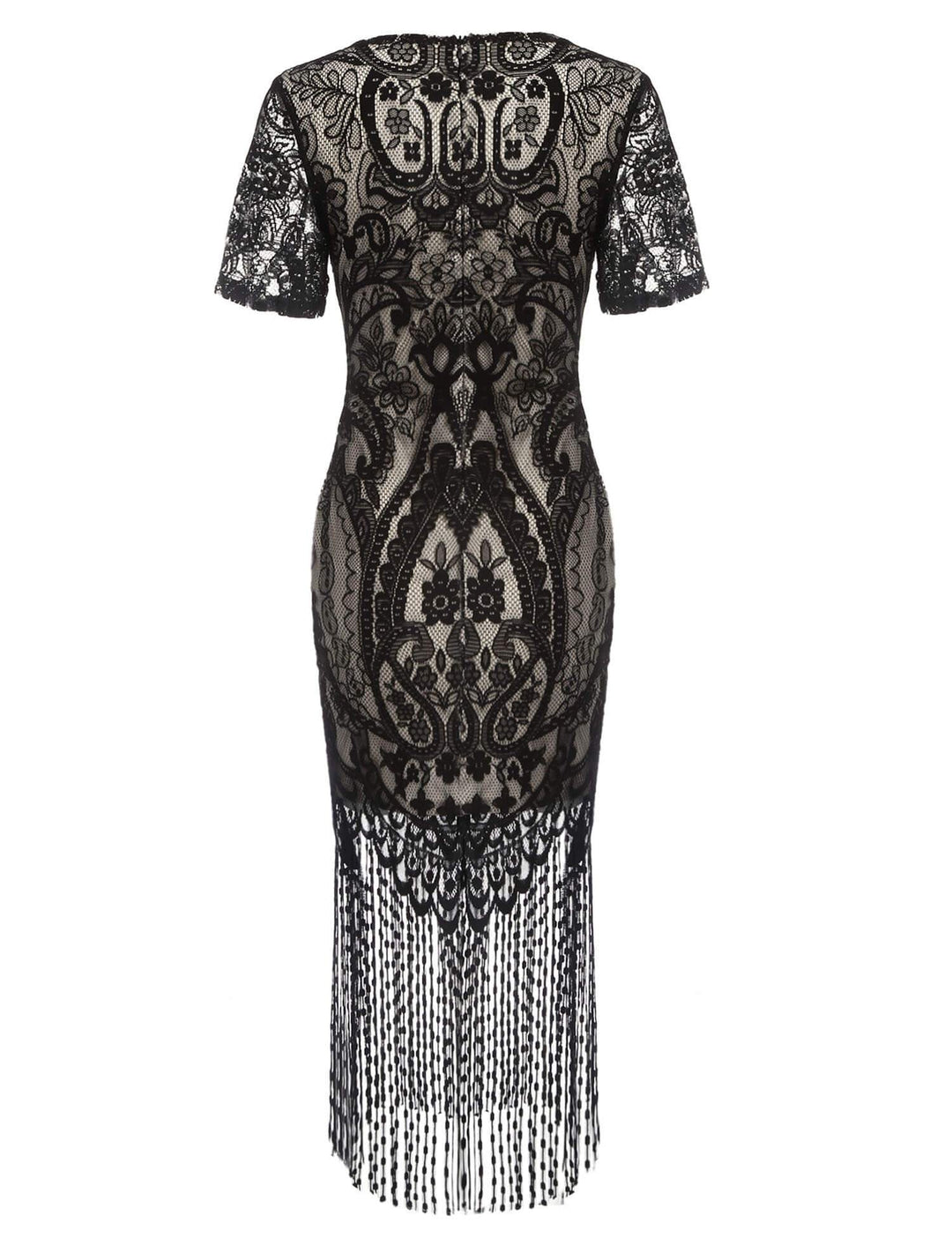 Black 1920s Fringe Lace Flapper Dress — vintage elegance for the modern woman