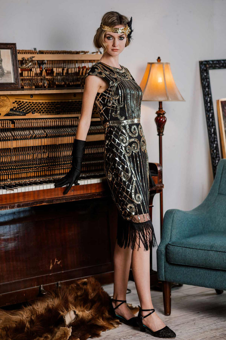 Black 1920s Sequined Flapper Dress — vintage elegance for the modern woman