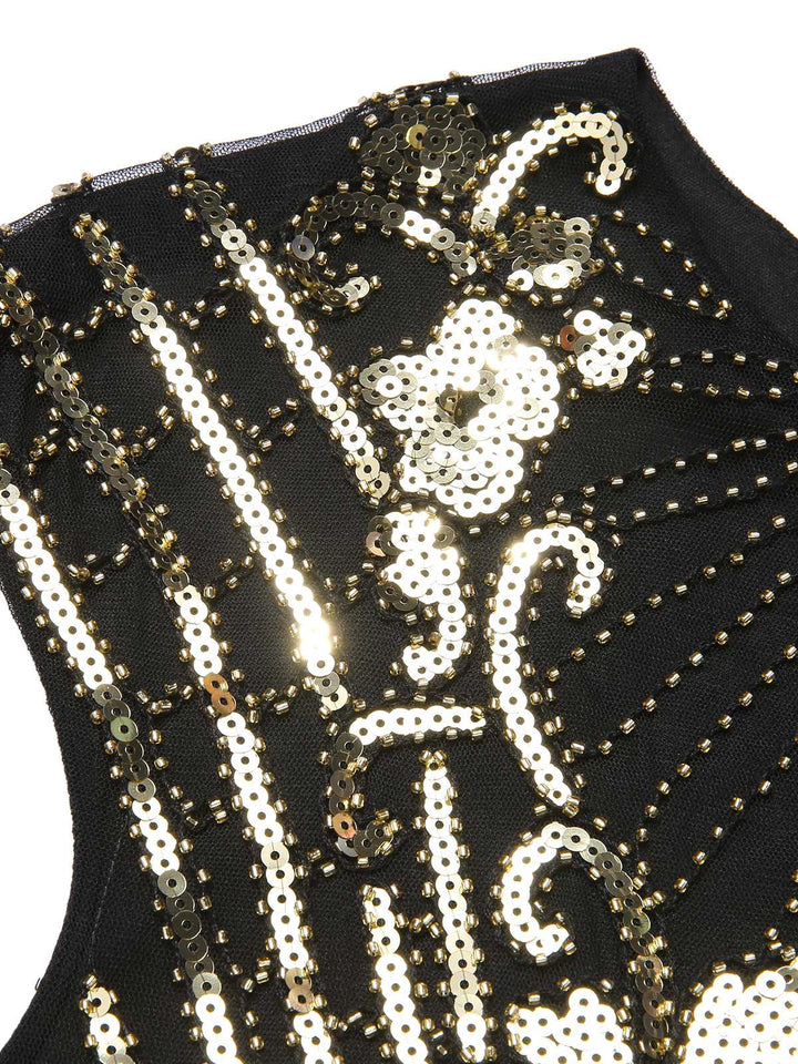 Black 1920s Sequined Tassel Cap Sleeve Dress — the kind of 1920s dress that makes strangers smile