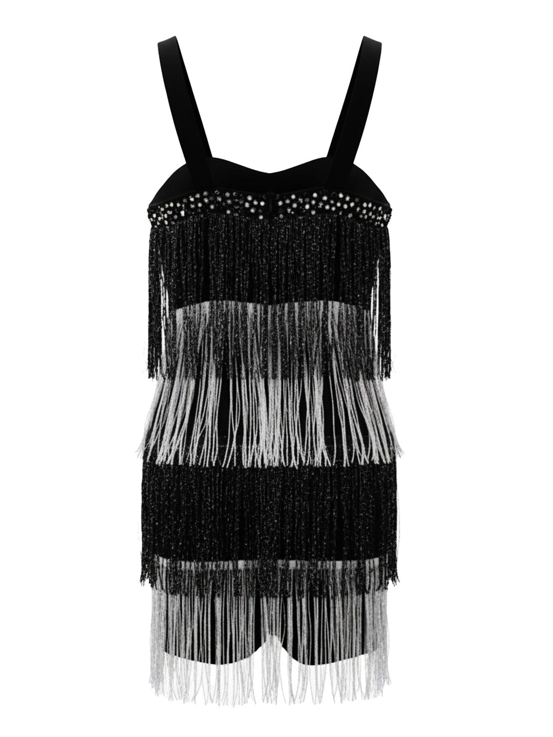 Black 1920s Strappy Fringe Sequin Cocktail Dress - vintage dress, retro fashion, Gatsby party
