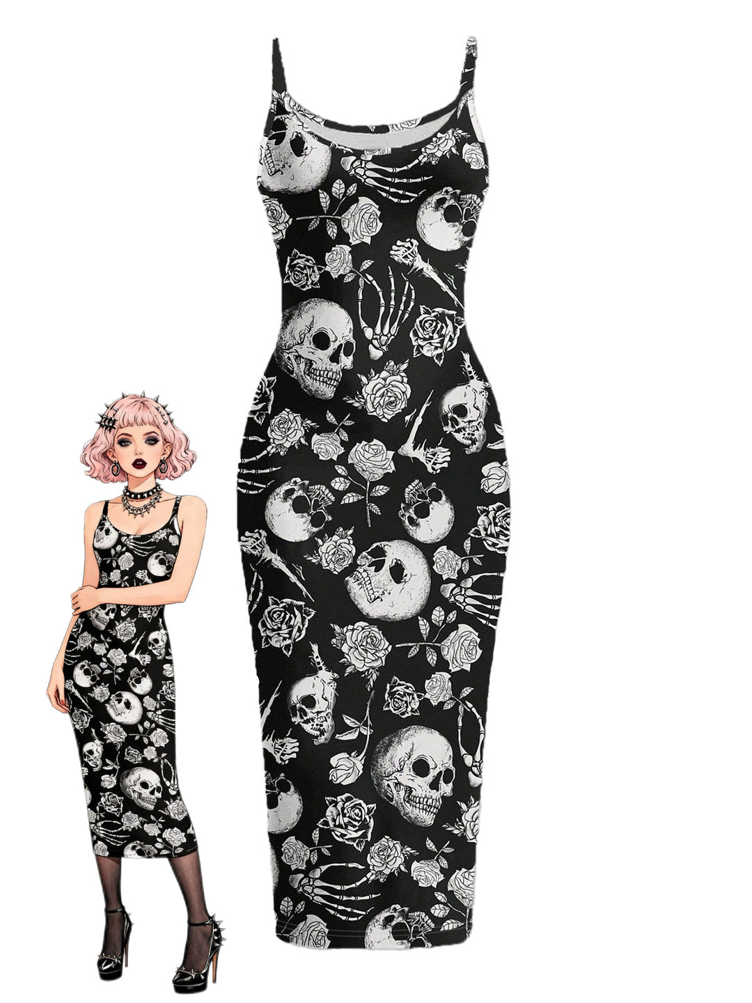 Black 1930s Floral Vintage Classic Dress