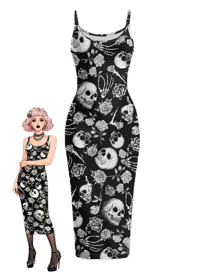 Black 1930s Floral Vintage Classic Dress