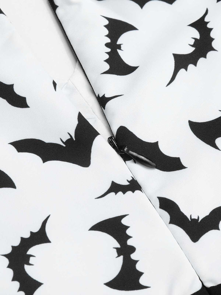 Black 1930s Halloween Bat Patchwork Jumpsuit — vintage elegance for the modern woman