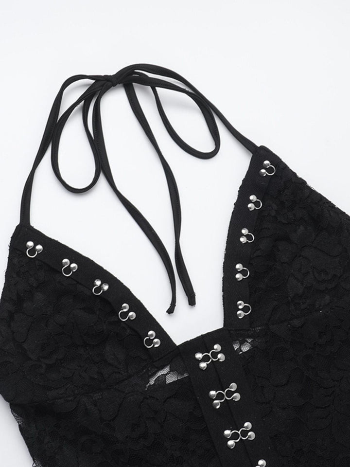 Black 1930s Halter Lace Bell-Bottom Jumpsuit: timeless 1930s elegance she makes her own