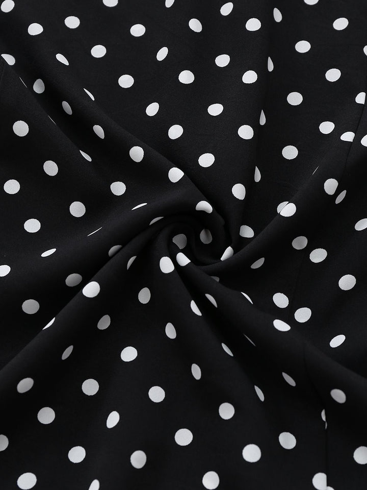 Black 1930s Lace Trim Polka Dot Dress - vintage dress, retro fashion, classic black