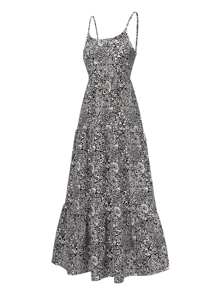 Black 1930s Mandala Print Strap Dress, vintage dress, retro fashion - perfect for women who love vintage and retro fashion