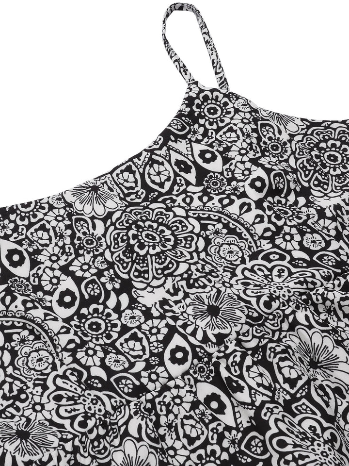 Black 1930s Mandala Print Strap Dress, vintage dress, retro fashion - perfect for women who love vintage and retro fashion