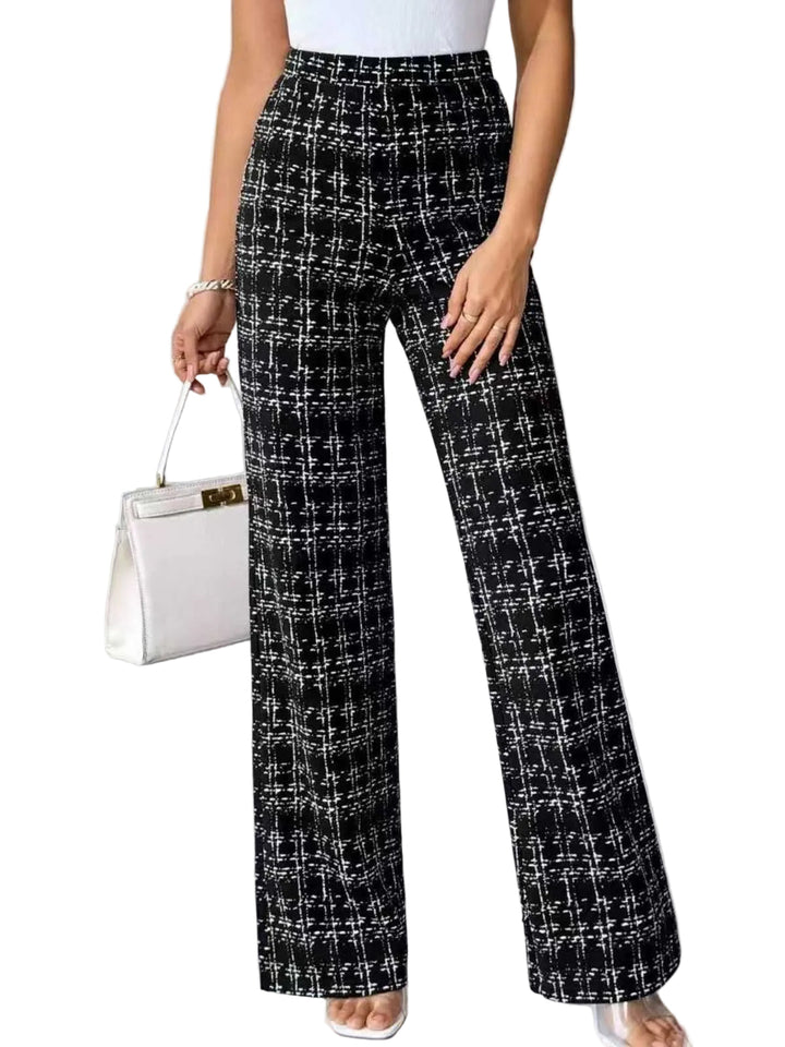 Black 1930s Plaid High Waisted Wide-Leg Pants - vintage fashion, retro style, classic black