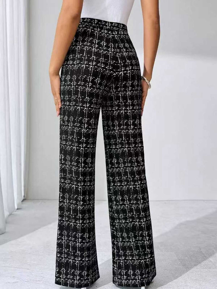 Black 1930s Plaid High Waisted Wide-Leg Pants - vintage fashion, retro style, classic black