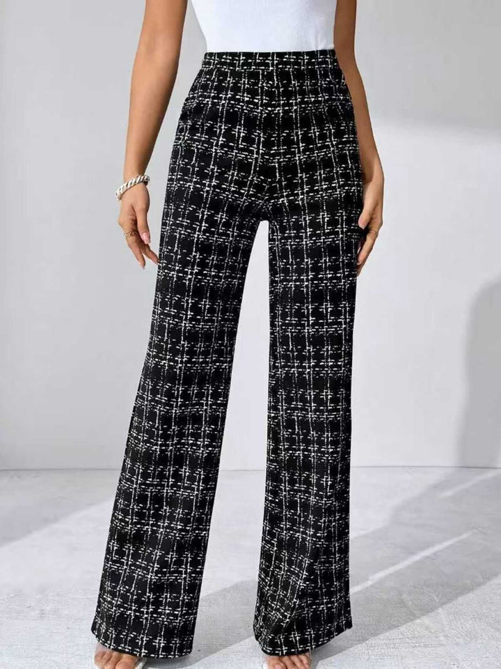 Black 1930s Plaid High Waisted Wide-Leg Pants - vintage fashion, retro style, classic black