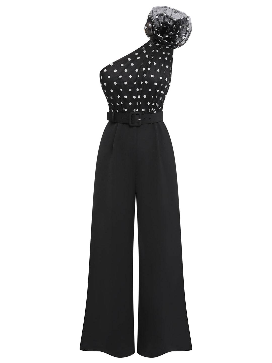 Black 1930s Polka Dots Patchwork Jumpsuit, vintage romper, retro jumpsuit - perfect for women who love vintage and retro fashion