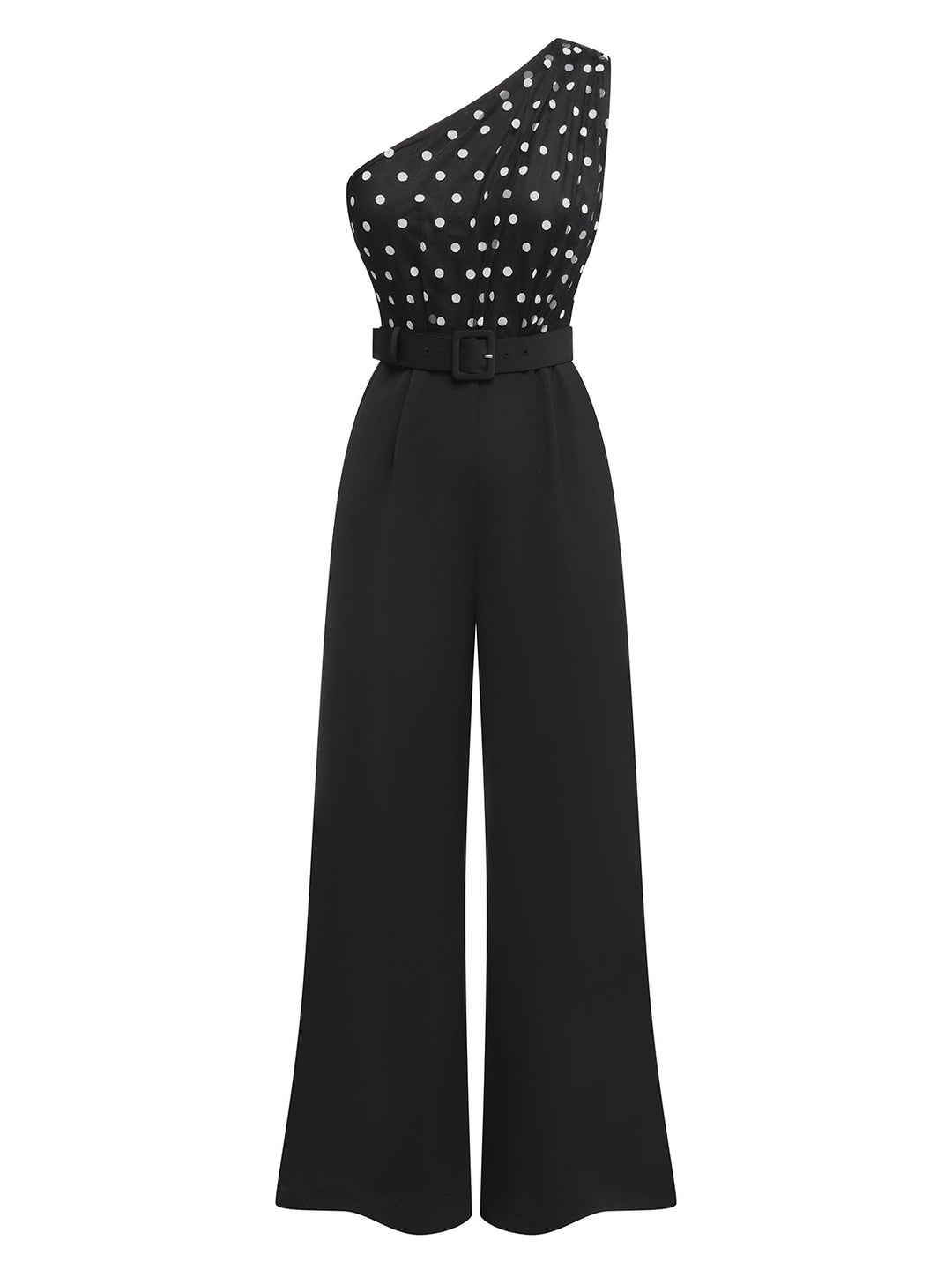 Black 1930s Polka Dots Patchwork Jumpsuit, vintage romper, retro jumpsuit - perfect for women who love vintage and retro fashion
