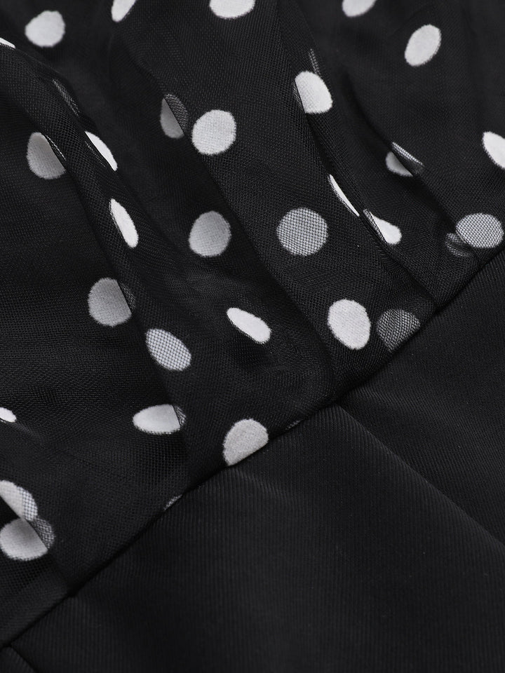 Black 1930s Polka Dots Patchwork Jumpsuit, vintage romper, retro jumpsuit - perfect for women who love vintage and retro fashion