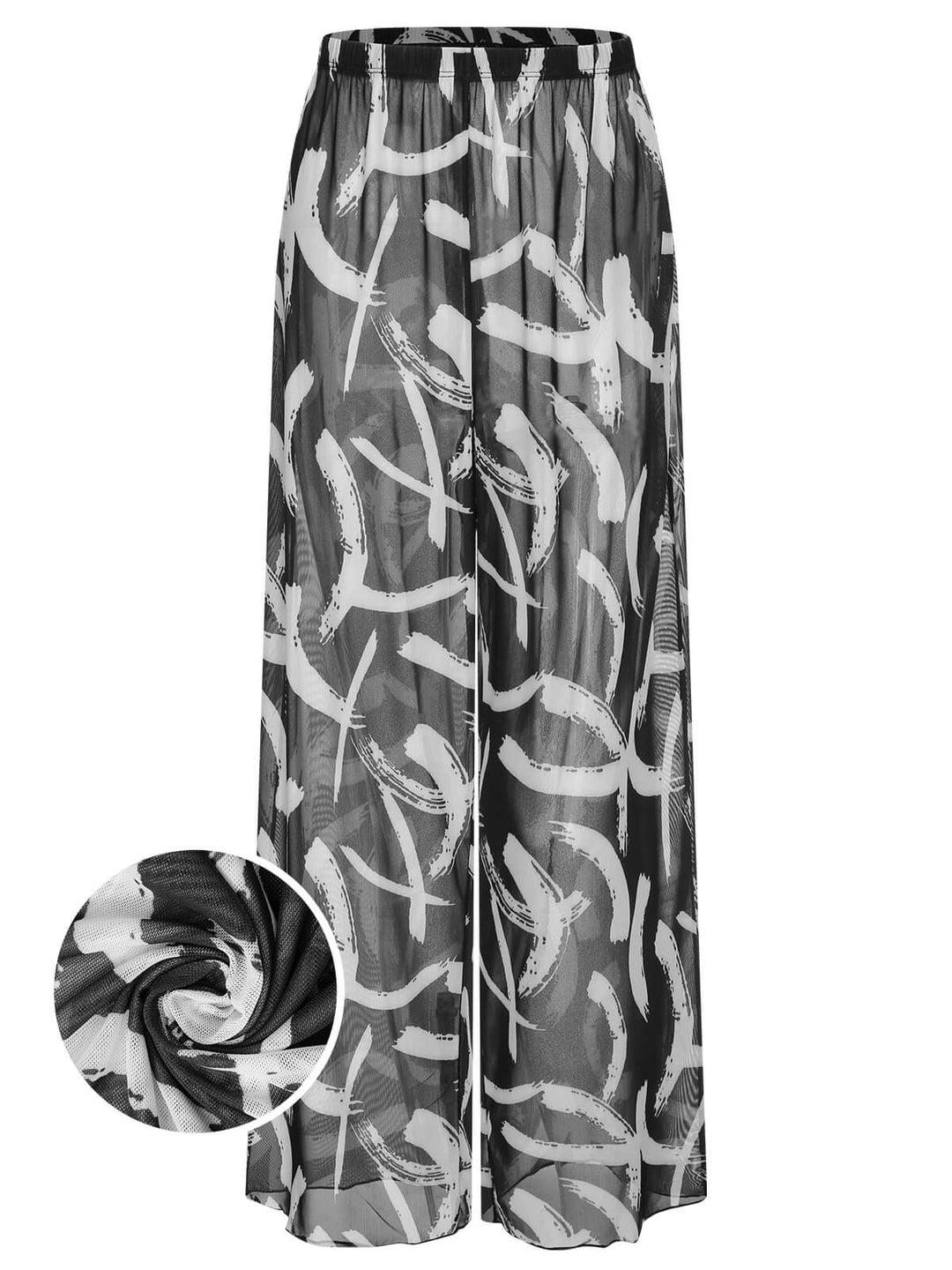 She walks in these Black Random Strokes Sheer Pants and the world follows