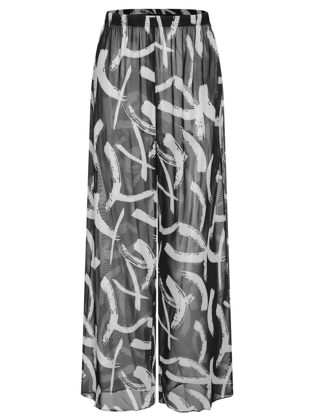 [Plus Size] Black Random Strokes Sheer Pants, vintage fashion, retro style - perfect for women who love vintage and retro fashion