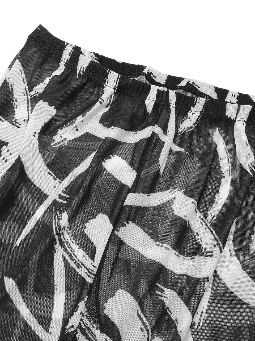[Plus Size] Black Random Strokes Sheer Pants, vintage fashion, retro style - perfect for women who love vintage and retro fashion