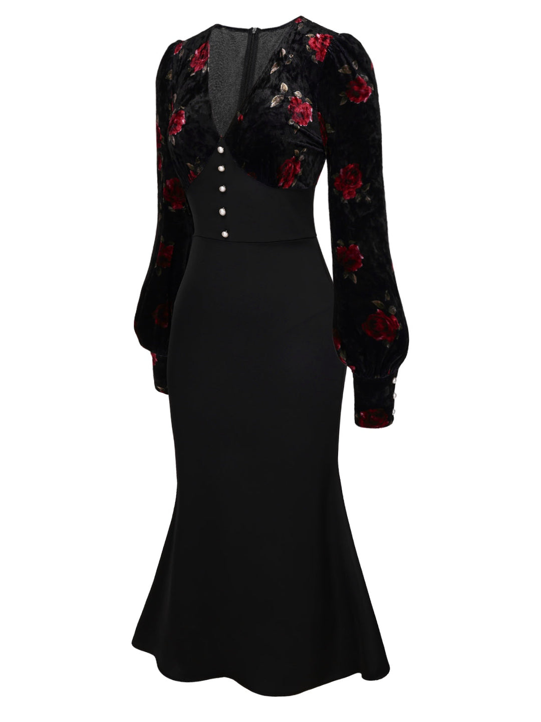 This Black 1930s Rose Velvet Fishtail Dress wraps her in 1930s elegance, one twirl at a time