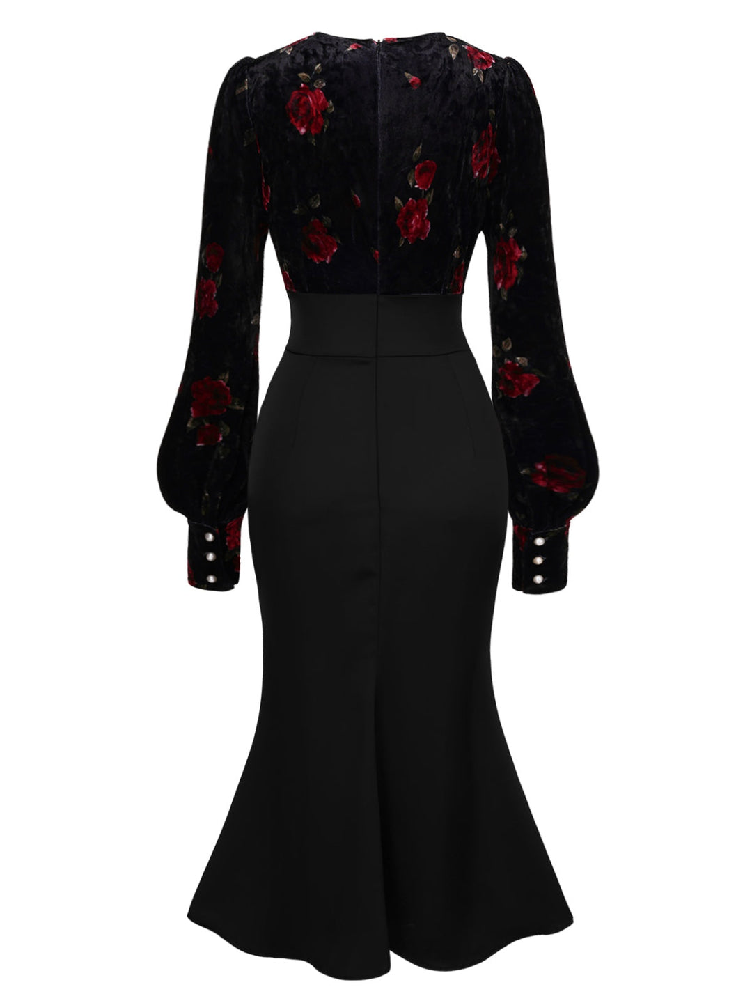 Black 1930s Rose Velvet Fishtail Dress — the kind of 1930s dress that makes strangers smile
