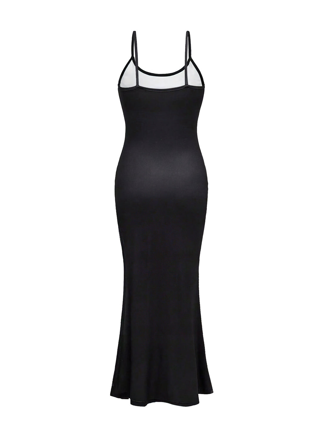 She slips into this Black 1930s Skeleton Slit Spaghetti Straps Dress and suddenly it&