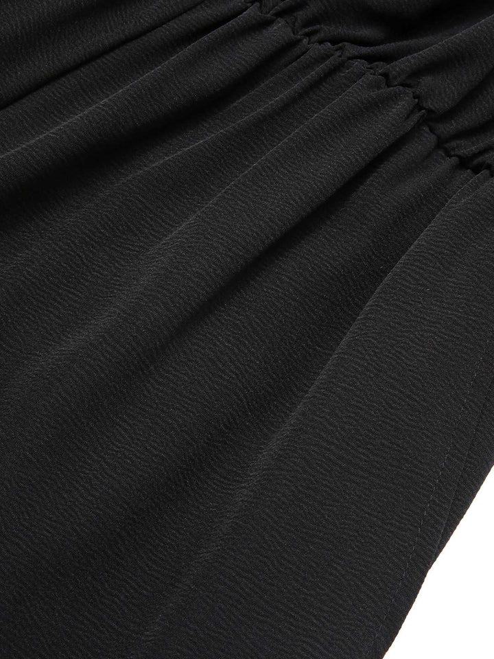 Black 1930s Solid Ruffle Sleeves Belted Jumpsuit, vintage romper, retro jumpsuit - perfect for women who love vintage and retro fashion