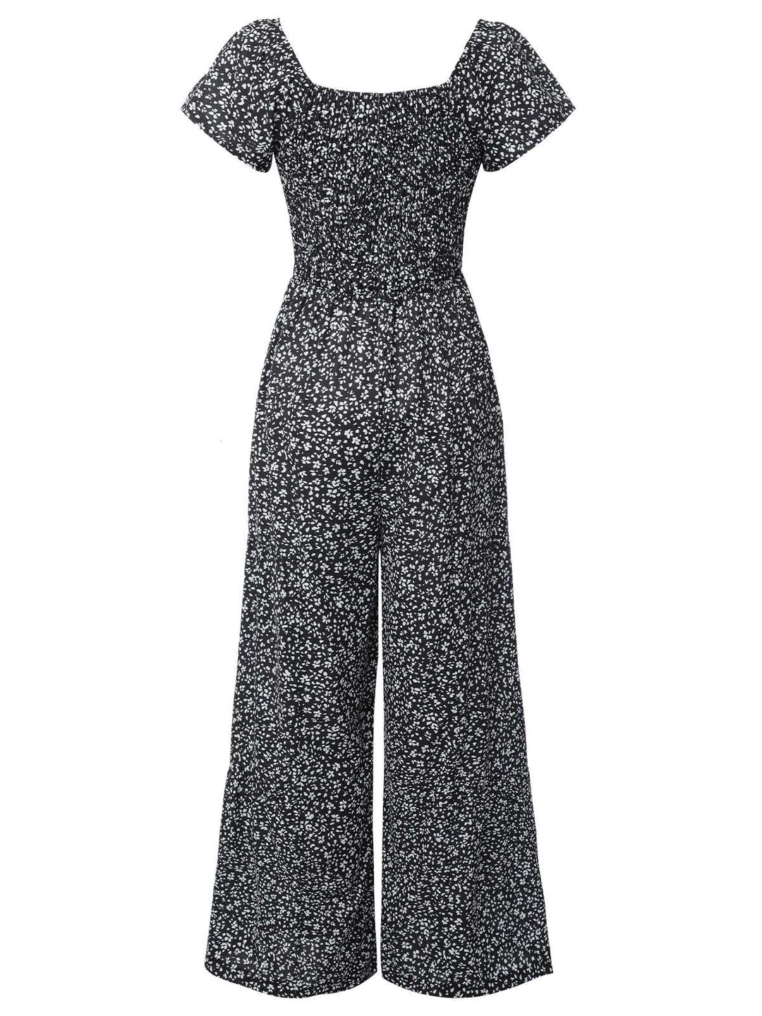 Black 1930s Square Neck Floral Jumpsuit: timeless 1930s elegance she makes her own