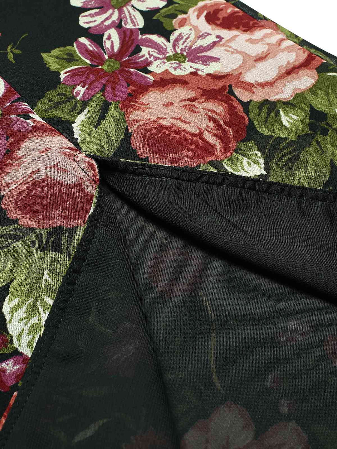 Black 1930s Square Neck Ruffled Floral Dress, vintage dress, retro fashion, floral print - perfect for women who love vintage and retro fashion