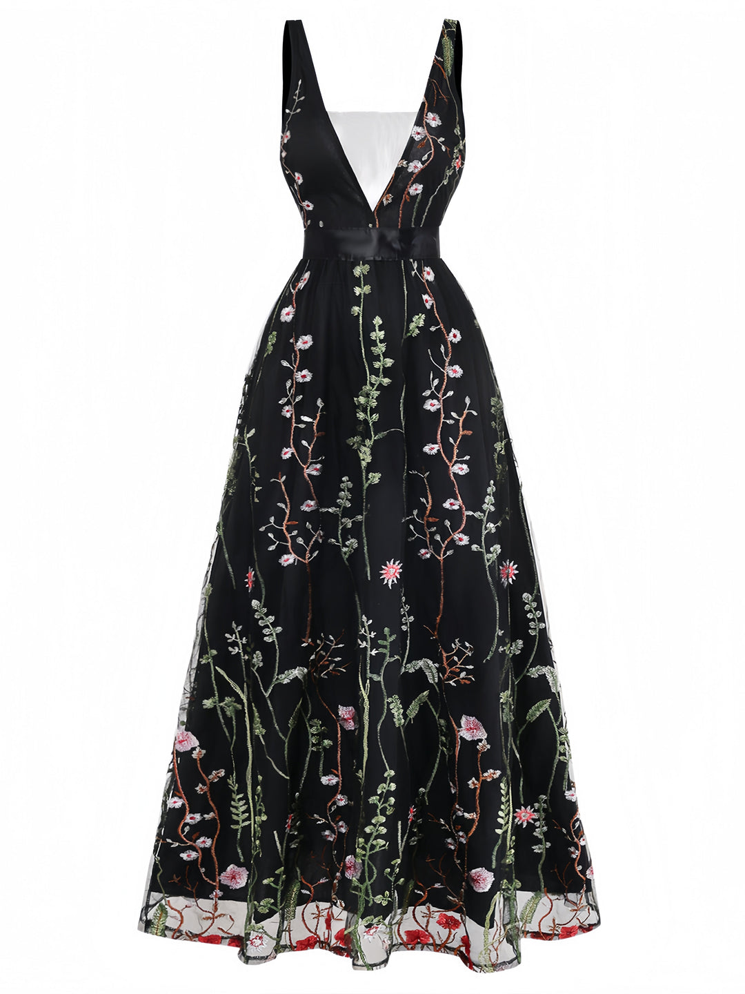 Black 1930s V Neck Vintage Dress 2