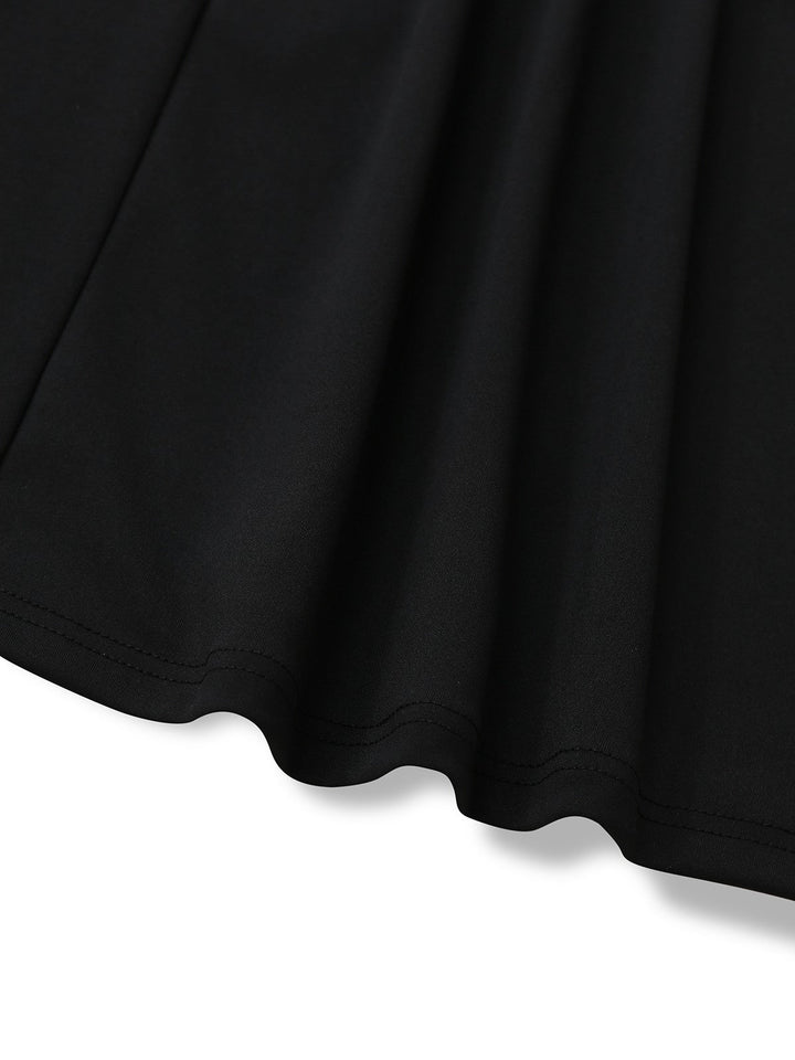 Black 1930s V-Neck Floral Lace Fishtail Dress - vintage dress, retro fashion, classic black