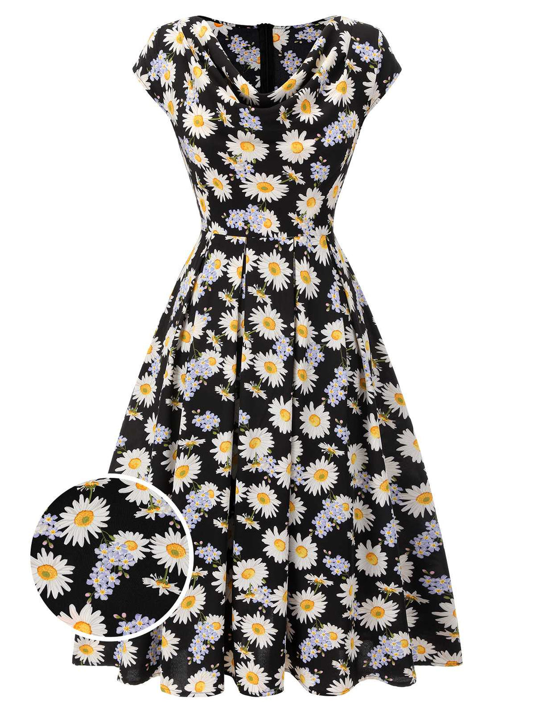 Black 1940s Cap Sleeve Daisy Dress: timeless style reimagined