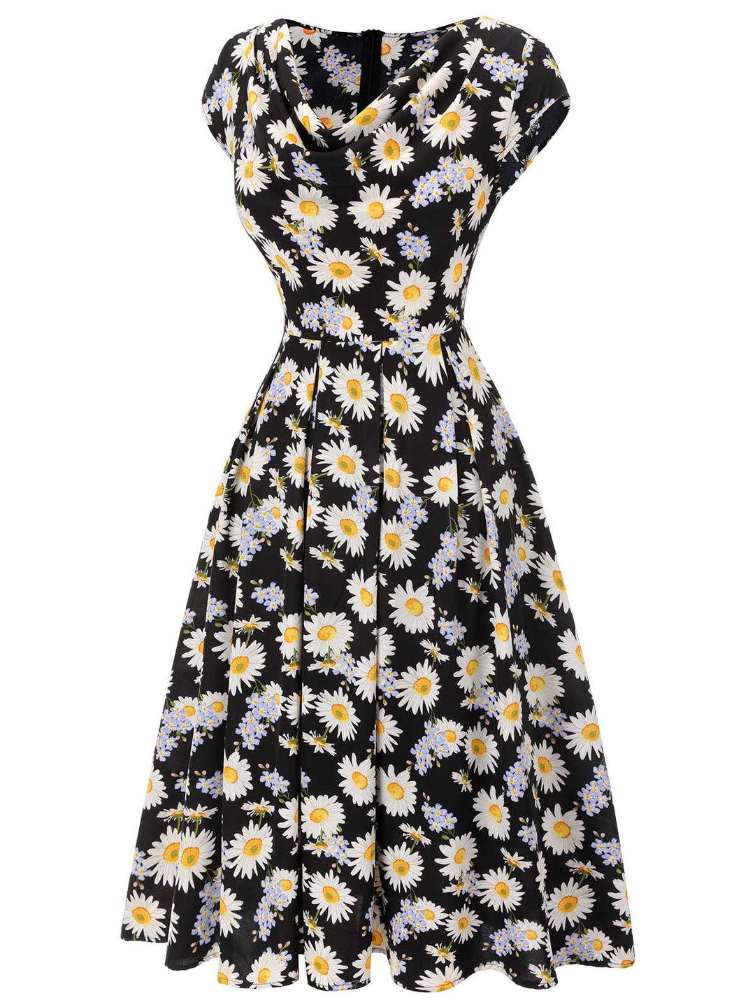 Black 1940s Cap Sleeve Daisy Dress: timeless style reimagined